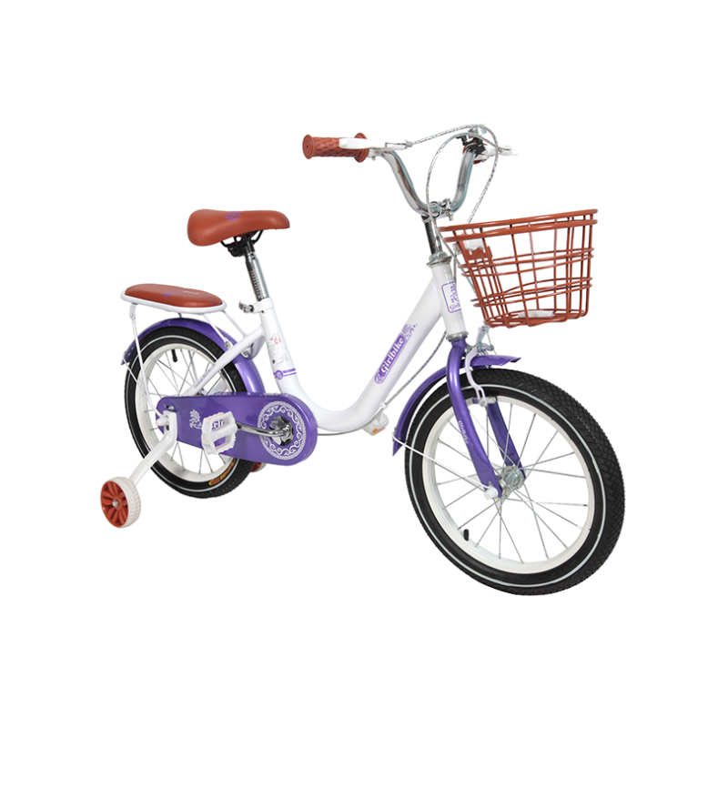 VELO POUR FILLE 16 POUCES AVEC PANIER MAUVE